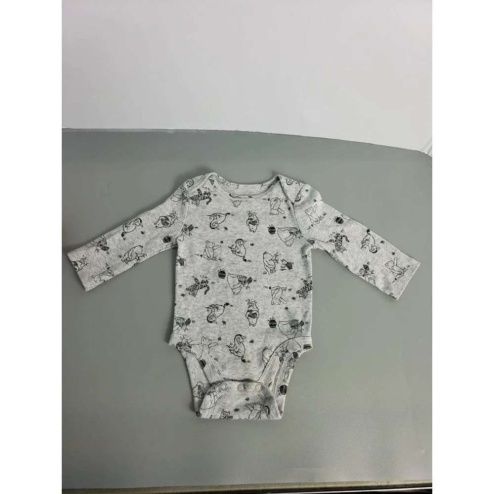 Disney Jumping Beans Winnie the‎ Pooh Gray Long Sleeve Bodysuit 3 Months